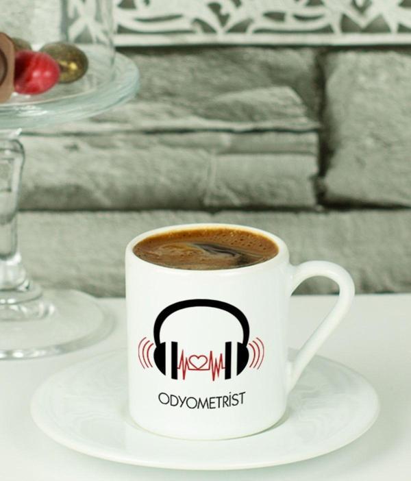 Hediyelen Odyometrist Türk Kahvesi Fincanı Beyaz - Image 1