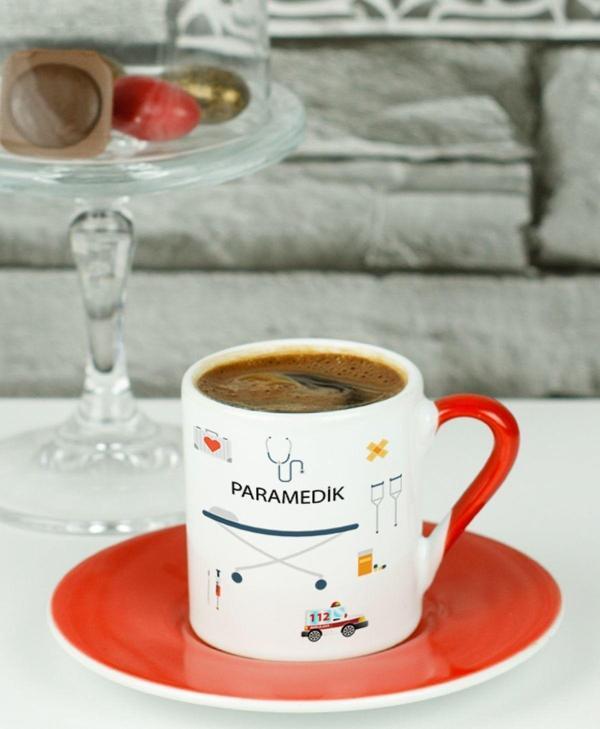 Hediyelen Paramedik Türk Kahvesi Fincanı Kırmızı - Image 1