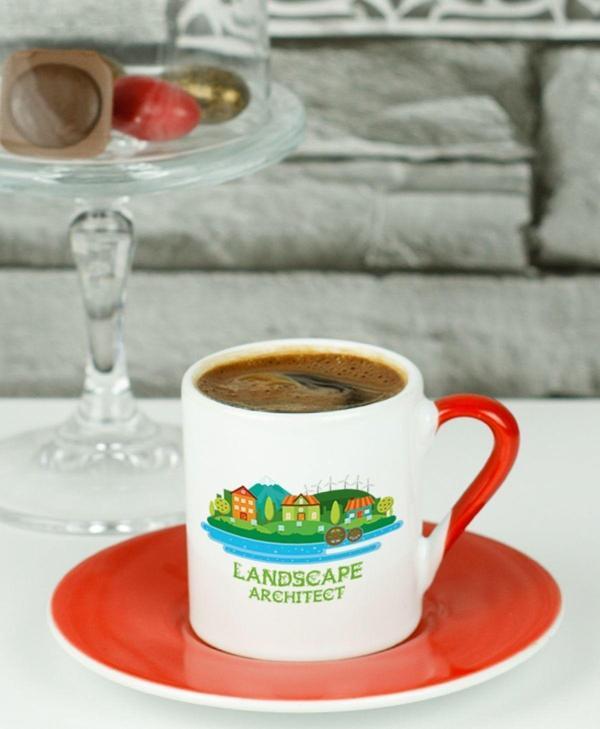 Hediyelen Landscape Architect Türk Kahvesi Fincanı Kırmızı - Image 1