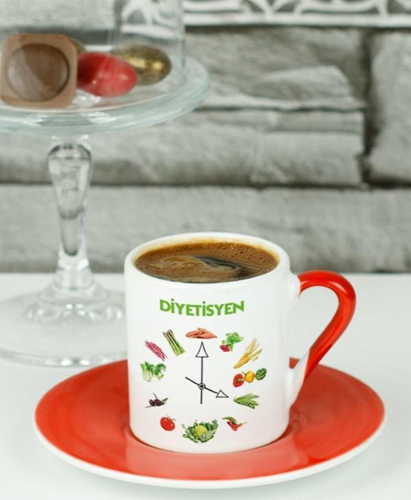 Hediyelen Diyetisyen Türk Kahvesi Fincanı Kırmızı - Image 1