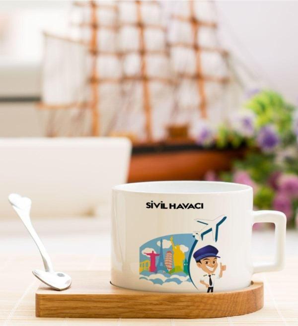 Hediyelen Sivil Havacı Çay Kahve Fincanı - Image 1