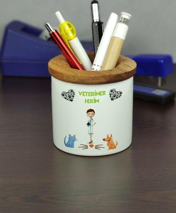 Hediyelen Veteriner Hekim Seramik Kalemlik - Image 1
