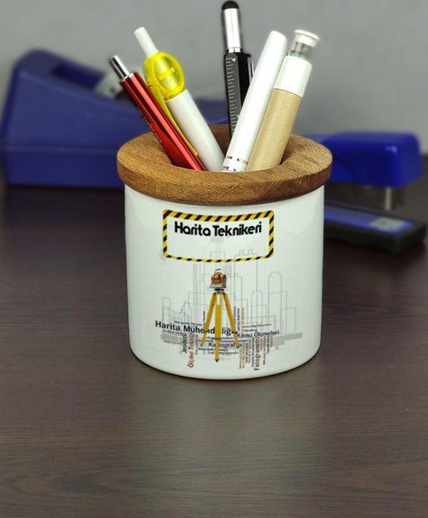 Hediyelen Harita Teknikeri Seramik Kalemlik - Image 1