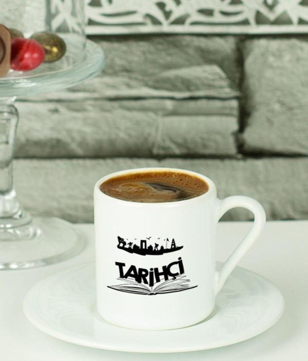 Hediyelen Tarihçi Türk Kahvesi Fincanı Beyaz - Image 1