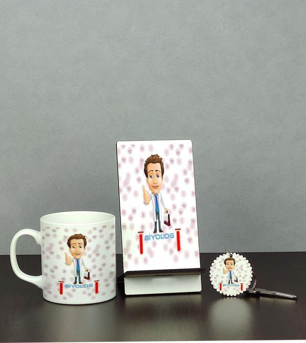 Hediyelen Biyolog Üçlü Set (Kupa + Telefon Standı + Anahtarlık) - Image 1