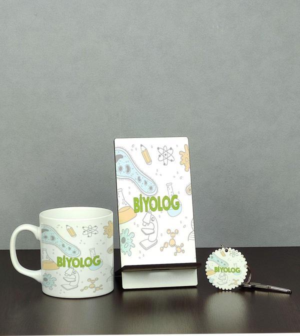Hediyelen Biyolog Üçlü Set (Kupa + Telefon Standı + Anahtarlık) - Image 1