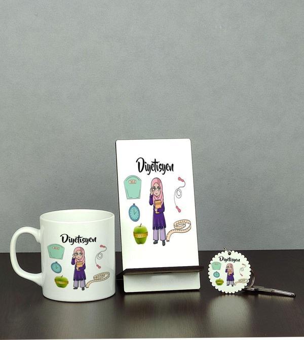 Hediyelen Diyetisyen Üçlü Set (Kupa + Telefon Standı + Anahtarlık) - Image 1