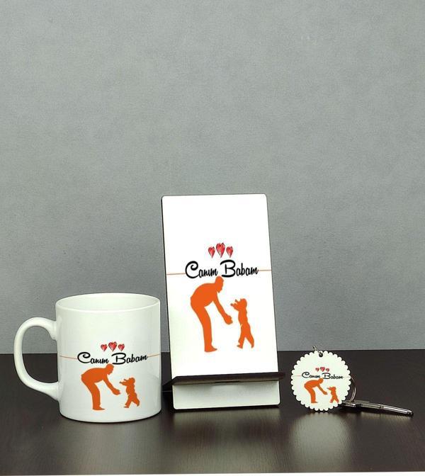 Hediyelen Babalar Günü Hediyesi Üçlü Set (Kupa + Telefon Standı + Anahtarlık) - Image 1