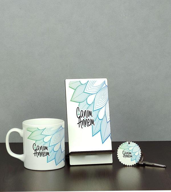 Hediyelen Canım Annem Üçlü Set (Kupa + Telefon Standı + Anahtarlık) - Image 1
