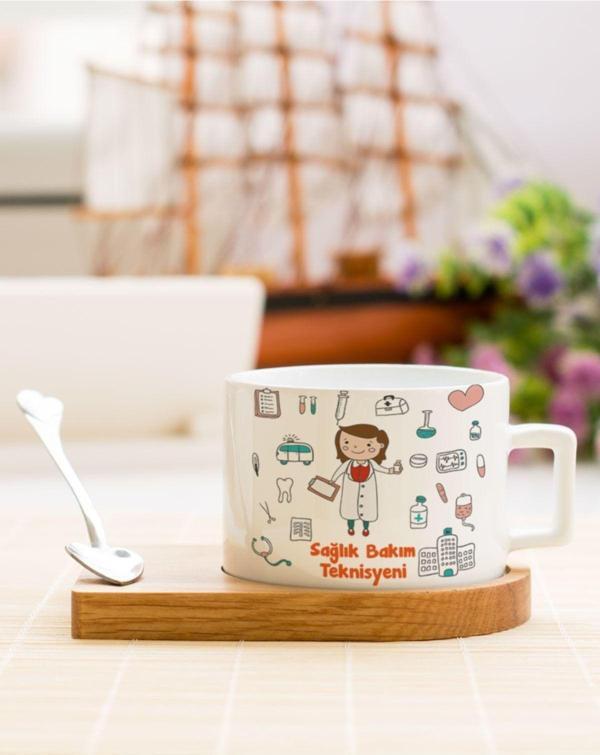 Hediyelen Sağlık Bakım Teknisyeni Çay Kahve Fincanı - Image 1