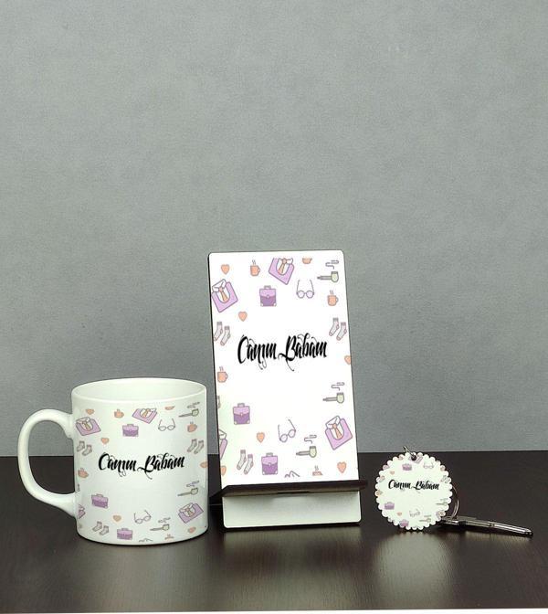 Hediyelen Canım Babam Üçlü Set (Kupa + Telefon Standı + Anahtarlık) - Image 1