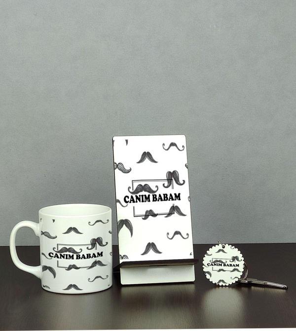 Hediyelen Canım Babam Üçlü Set (Kupa + Telefon Standı + Anahtarlık) - Image 1