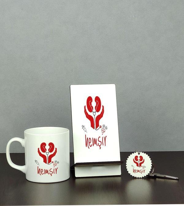 Hediyelen Hemşir Üçlü Set (Kupa + Telefon Standı + Anahtarlık) - Image 1