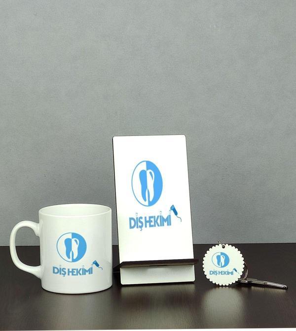 Hediyelen Diş Hekimi Üçlü Set (Kupa + Telefon Standı + Anahtarlık) - Image 1