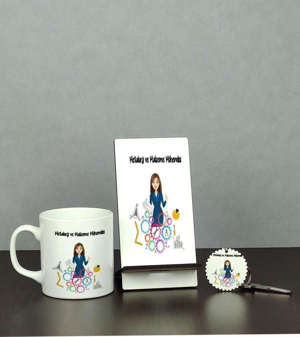 Hediyelen Metalurji Ve Malzeme Mühendisi Üçlü Set (Kupa + Telefon Standı + Anahtarlık) - Image 1