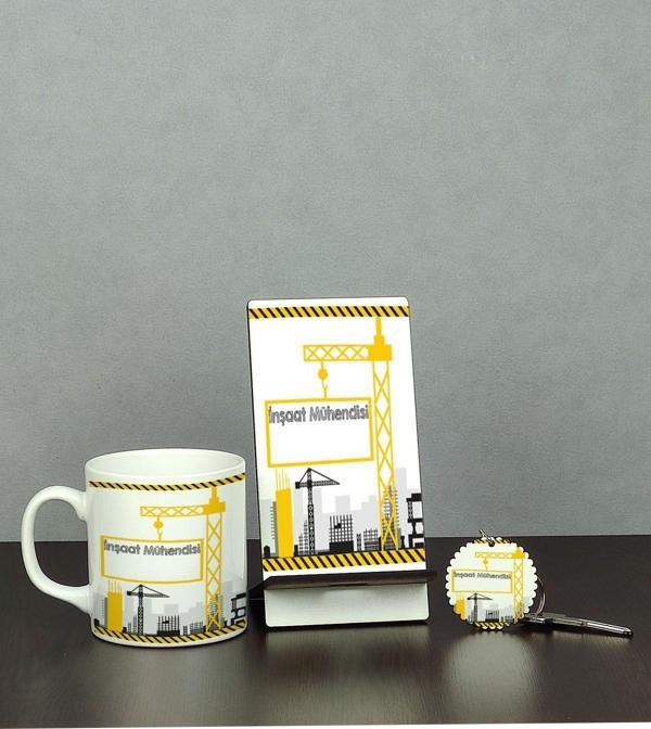 Hediyelen Inşaat Mühendisi Üçlü Set (Kupa + Telefon Standı + Anahtarlık) - Image 1