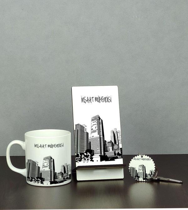 Hediyelen Inşaat Mühendisi Üçlü Set (Kupa + Telefon Standı + Anahtarlık) - Image 1