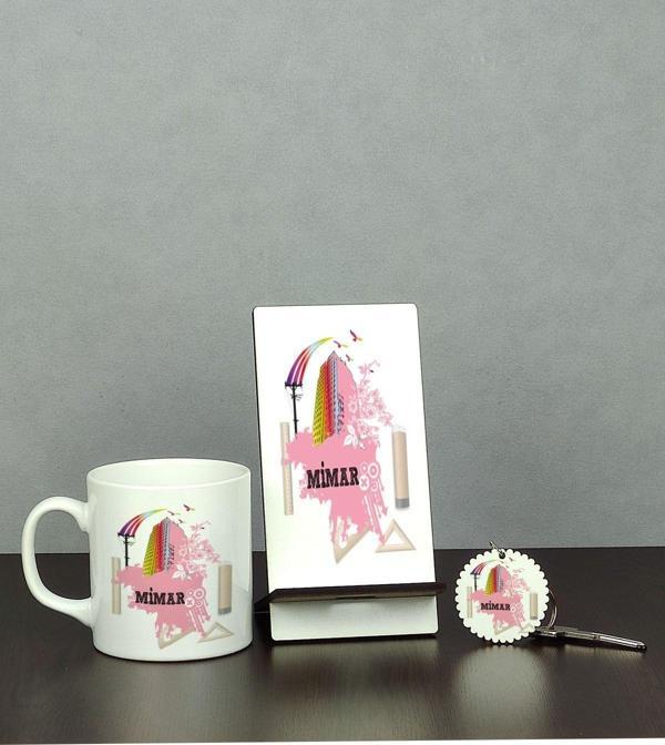 Hediyelen Mimar Üçlü Set (Kupa + Telefon Standı + Anahtarlık) - Image 1