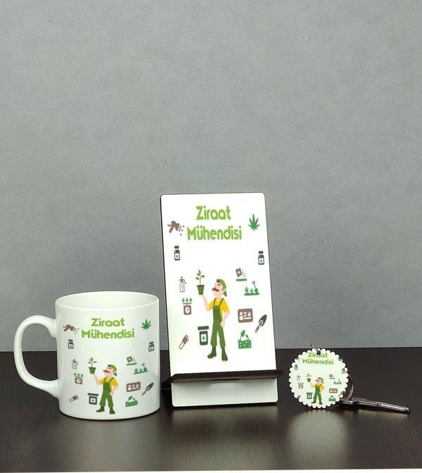 Hediyelen Ziraat Mühendisi Üçlü Set (Kupa + Telefon Standı + Anahtarlık) - Image 1