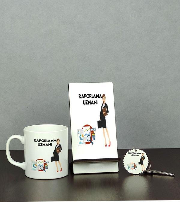 Hediyelen Raporlama Uzmanı Üçlü Set (Kupa + Telefon Standı + Anahtarlık) - Image 1