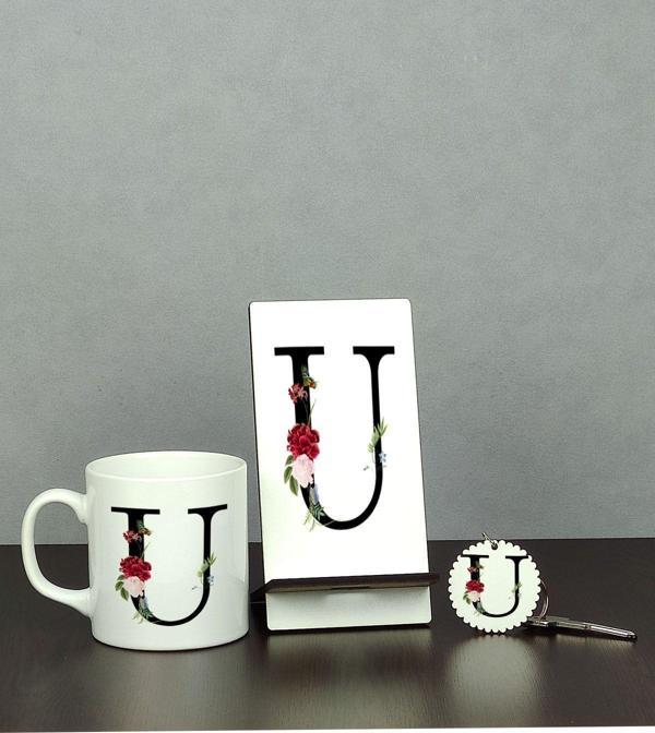 Hediyelen U Harfi Üçlü Set (Kupa + Telefon Standı + Anahtarlık) - Image 1