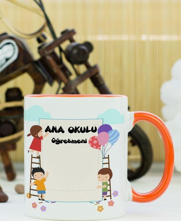 Hediyelen Ana Okulu Öğretmeni Kupa Bardak Turuncu - Image 1