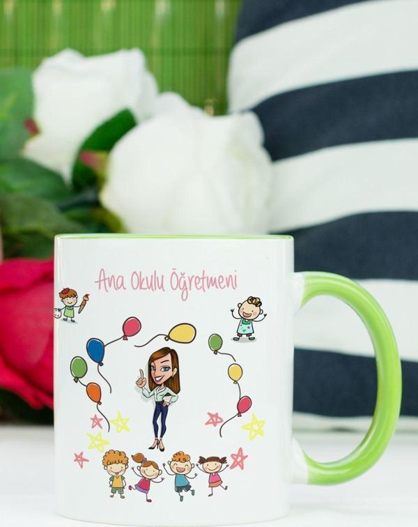 Hediyelen Ana Okulu Öğretmeni Kupa Bardak Yeşil - Image 1