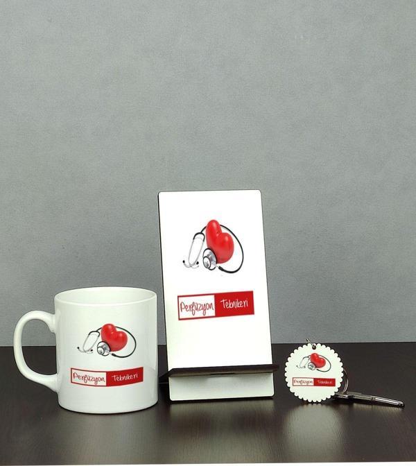 Hediyelen Perfüzyon Teknikeri Üçlü Set (Kupa + Telefon Standı + Anahtarlık) - Image 1