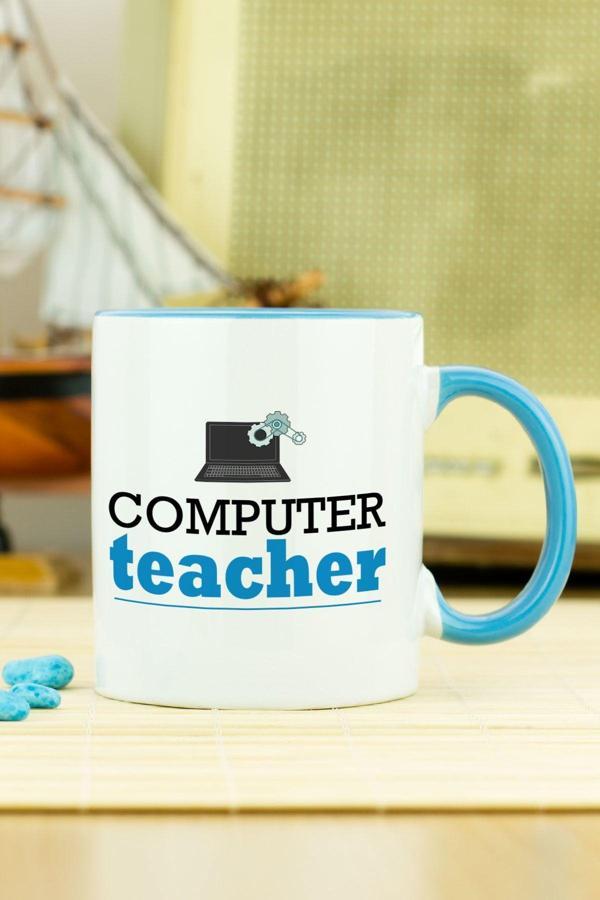 Hediyelen Computer Teacher Kupa Bardak Mavi - Image 1