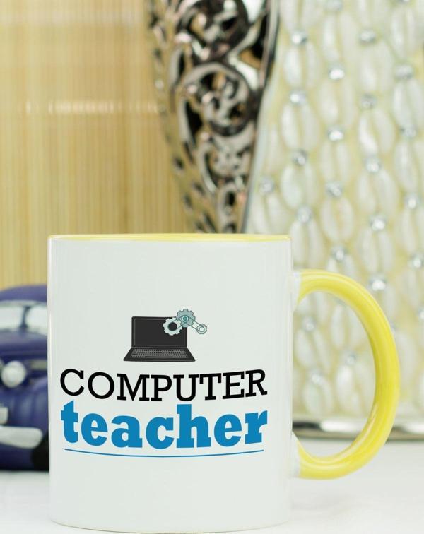Hediyelen Computer Teacher Kupa Bardak Sarı - Image 1