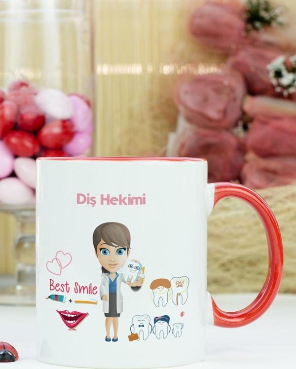 Hediyelen Diş Hekimi Kupa Bardak Kırmızı - Image 1