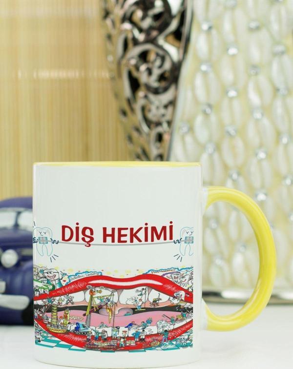 Hediyelen Diş Hekimi Kupa Bardak Sarı - Image 1
