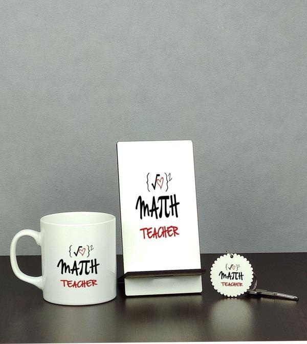 Hediyelen Math Teacher Üçlü Set (Kupa + Telefon Standı + Anahtarlık) - Image 1
