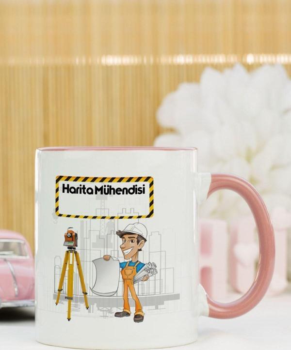 Hediyelen Harita Mühendisi Kupa Bardak Pembe - Image 1