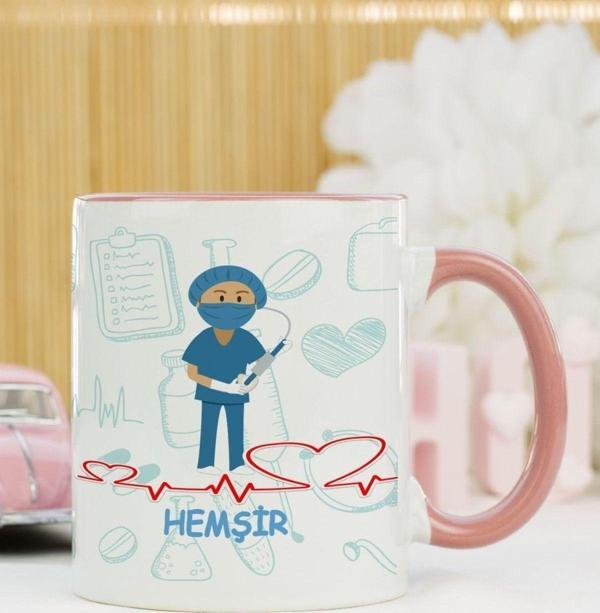 Hediyelen Hemşir Kupa Bardak Pembe - Image 1