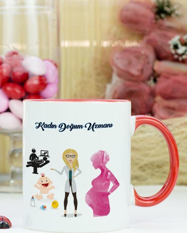 Hediyelen Kadın Doğum Uzmanı Kupa Bardak Kırmızı - Image 1