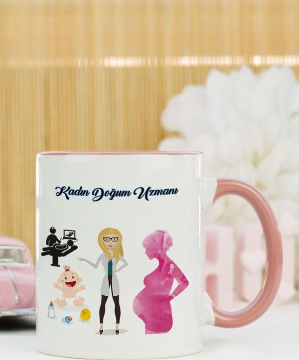 Hediyelen Kadın Doğum Uzmanı Kupa Bardak Pembe - Image 1