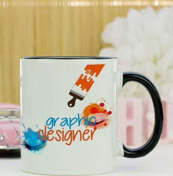 Hediyelen Graphic Designer Kupa Bardak Siyah - Image 1