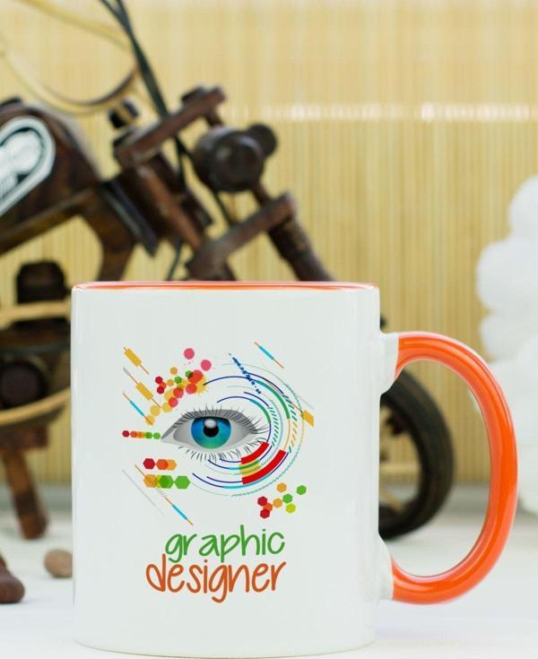 Hediyelen Graphic Designer Kupa Bardak Turuncu - Image 1