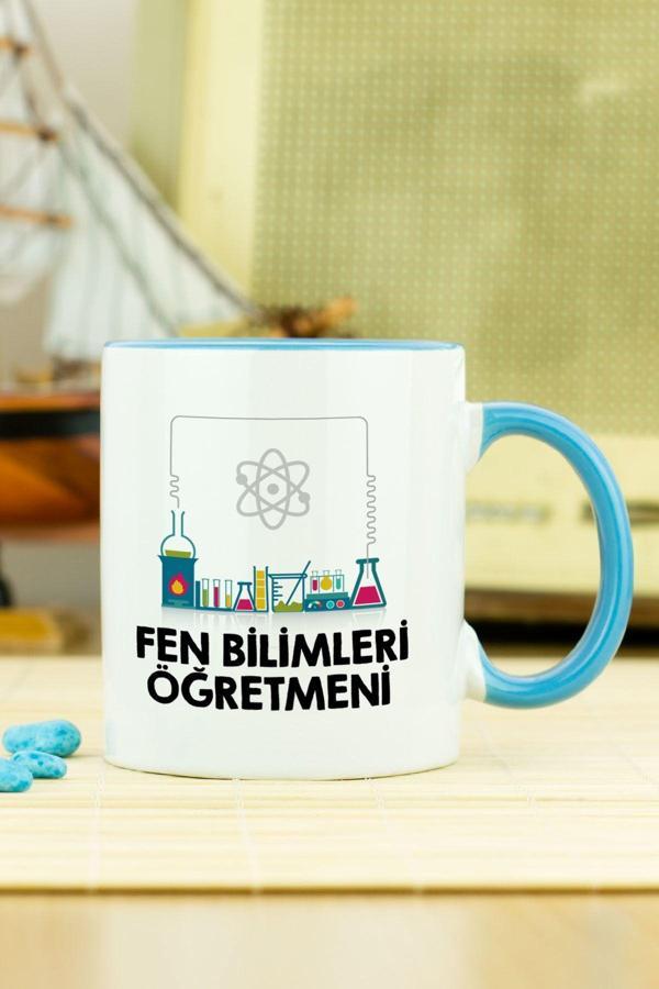 Hediyelen Fen Bilimleri Öğretmeni Kupa Bardak Mavi - Image 1