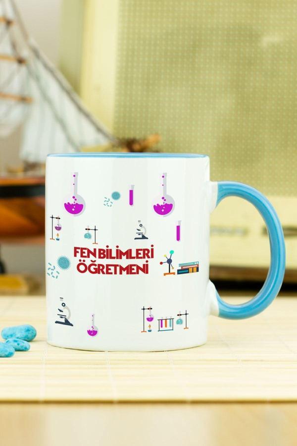 Hediyelen Fen Bilimleri Öğretmeni Kupa Bardak Mavi - Image 1
