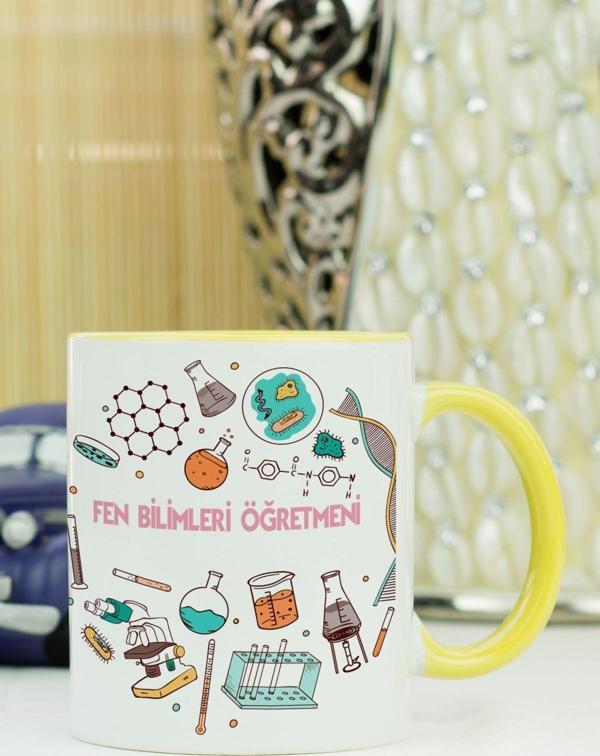 Hediyelen Fen Bilimleri Öğretmeni Kupa Bardak Sarı - Image 1