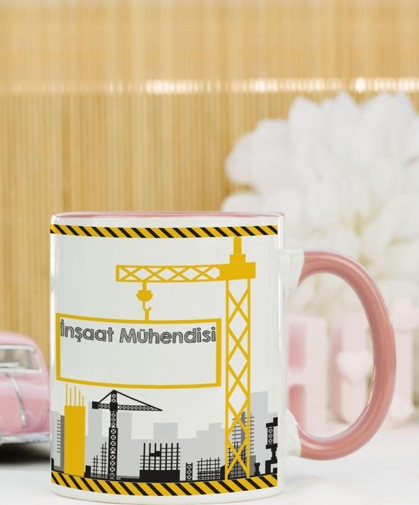 Hediyelen İnşaat Mühendisi Kupa Bardak Pembe - Image 1