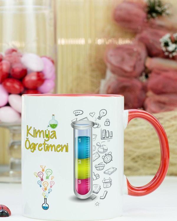Hediyelen Kimya Öğretmeni Kupa Bardak Kırmızı - Image 1