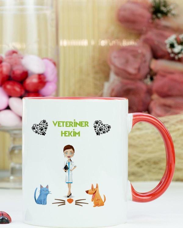 Hediyelen Veteriner Hekim Kupa Bardak Kırmızı - Image 1