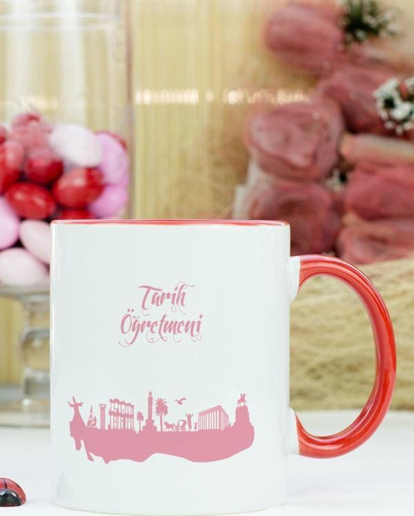 Hediyelen Tarih Öğretmeni Kupa Bardak Kırmızı - Image 1