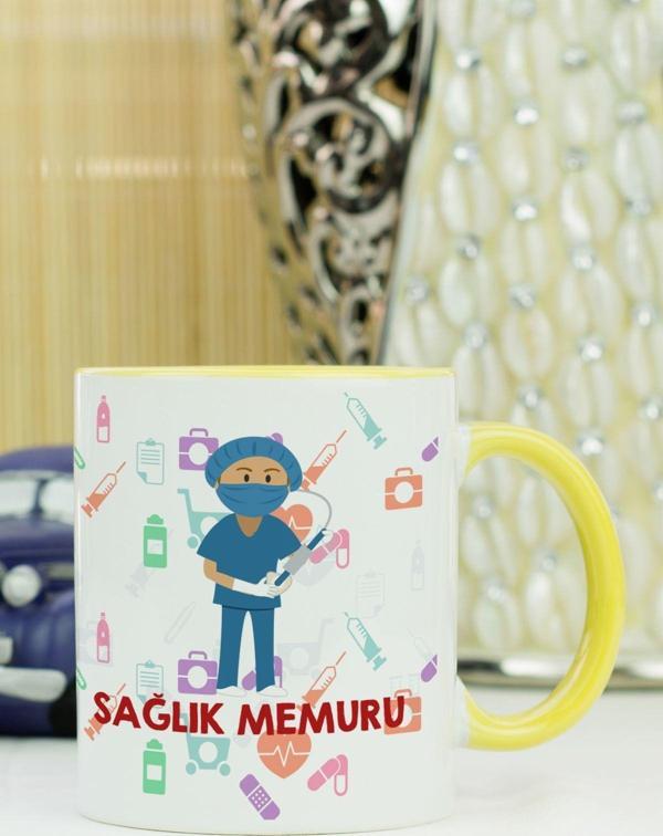 Hediyelen Sağlık Memuru Kupa Bardak Sarı - Image 1