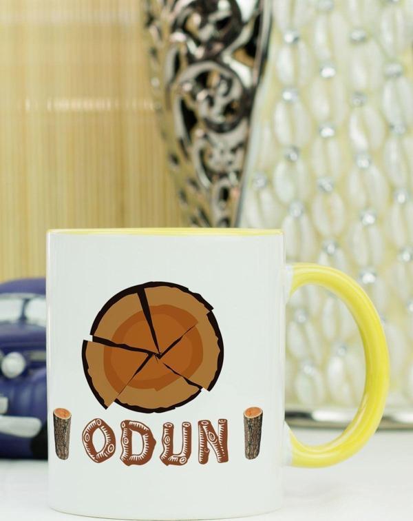 Hediyelen Odun Kupa Bardak Sarı - Image 1