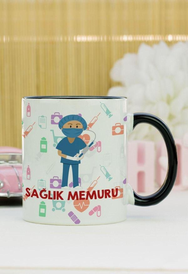 Hediyelen Sağlık Memuru Kupa Bardak Siyah - Image 1
