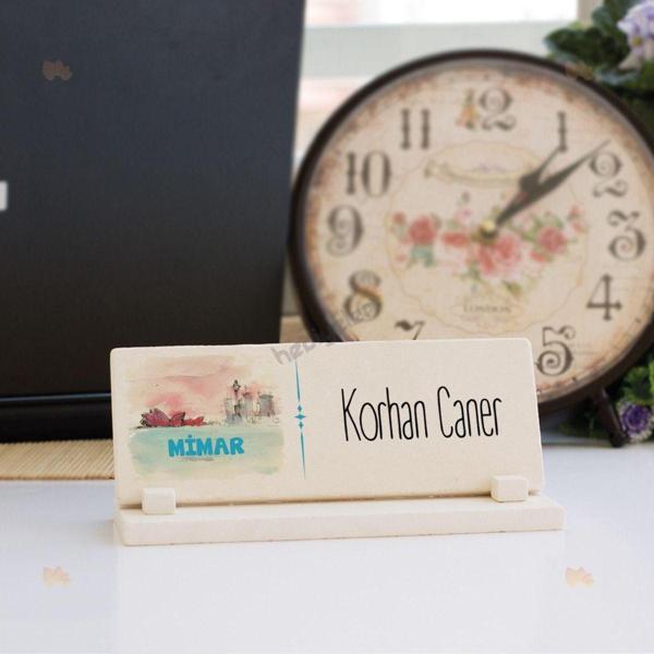 Hediyelen Mimar Mavi Modern Tasarım Taş İsimlik - Image 1